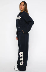 Daydreamers Madeline Wide Leg Sweatpants Navy