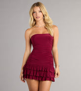 Flirt Alert Strapless Ruffle Mini Dress