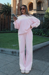 Star Student Wide Leg Sweatpants Pink