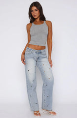 Athina Low Rise Wide Leg Jeans Light Blue