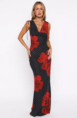 That's Amore Maxi Dress Black Scarlet Bloom
