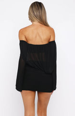 After Glow Long Sleeve Mini Dress Black