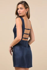 Sophisticated Selection Navy Sleeveless Backless Mini Dress