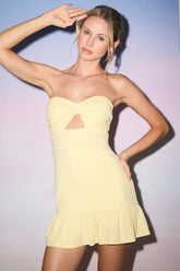 Briar Light Yellow Strapless Cutout Mini Dress