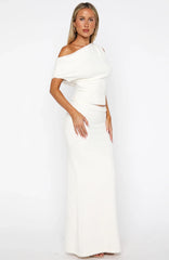 Dancing At Night Knit Maxi Skirt Snow