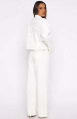 Charlotte Mid Rise Wide Leg Jeans Off White