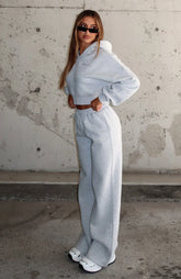 Stay Lifted Wide Leg Sweatpants Dark Grey Marle