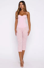 Vibe With Me Lace Capri Pants Baby Pink