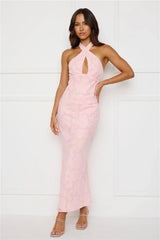 Legally Luxe Halter Maxi Dress Pink