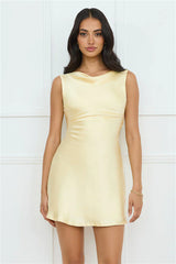 Lily Luxe Satin Mini Dress Yellow