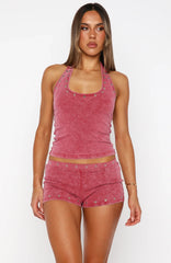 Lost Souls Halter Top Washed Maroon