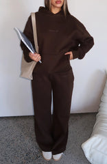 Come A Long Way Wide Leg Sweatpants Chocolate