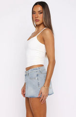 Broken Trust Denim Mini Skirt Light Blue