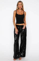 Caught Up In It Sequin Pants Black