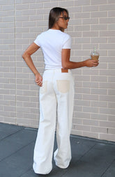 Amira Mid Rise Wide Leg Jeans White/Cream