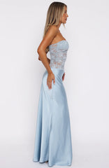 Fall In Love With You Strapless Maxi Dress Sky Blue