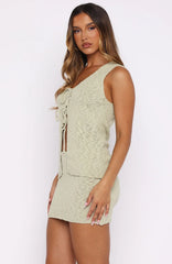 Rise Above Knit Mini Skirt Pistachio