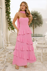 Sunset Reverie Strapless Maxi Dress Pink