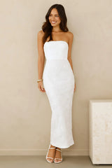 Crowned In Confidence Strapless Maxi Dress White