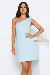 With Flair One Shoulder Mini Dress Blue