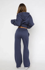 Match Your Words Wide Leg Sweatpants Navy