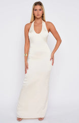 Night-Time Madness Halter Maxi Dress Oyster