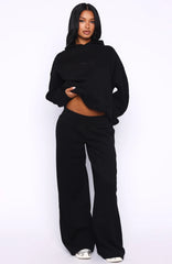 Come A Long Way Wide Leg Sweatpants Black