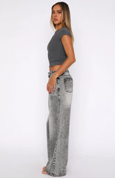 Maeve Low Rise Wide Leg Jeans Grey Acid