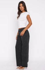 Clarissa Low Rise Wide Leg Jeans Black Acid