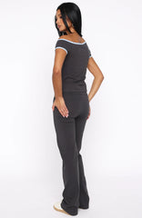 Good Things Take Time Straight Leg Pants Charcoal