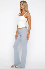 Silent Confessions Knit Pants Dusty Blue