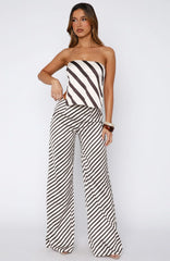 Can't Let Go Pant Ecru/Choc Stripe