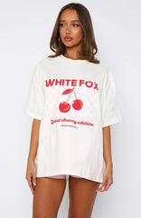 Sweet Cherry Edition Oversized Tee White