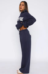 Shout It Out Wide Leg Sweatpants Navy