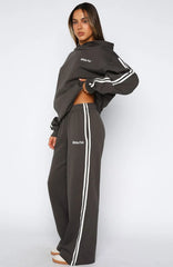 Star Student Wide Leg Sweatpants Charcoal