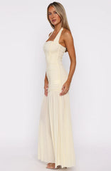 Unbothered Always Halter Maxi Dress Butter