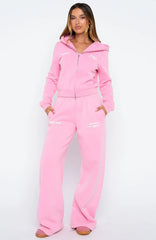 Down For Whatever Wide Leg Sweatpants Pink Wash