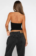 Topic Of Conversation Halter Top Black