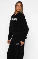 Just For Now Fleece Boxy Zip Front Hoodie Black