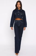 Something To Prove High Rise Straight Leg Jeans Dark Indigo