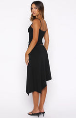 Sending My Love Asymmetric Midi Skirt Black