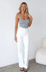 Alyssa High Rise Straight Leg Jeans Off White
