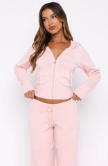 Paying It Forward Zip Front Hoodie Baby Pink