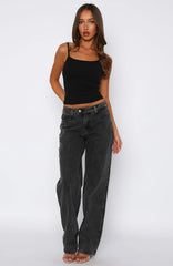 Bethany Mid Rise Straight Leg Jeans Black Acid