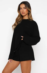 Come A Long Way Soft Lounge Ribbed Shorts Black