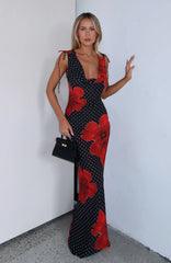 That's Amore Maxi Dress Black Scarlet Bloom
