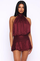 Captivate My Focus Mini Dress Wine