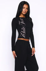 Luxurious Girl Long Sleeve Baby Tee Black