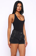Whispers Of Us Denim Shorts Black Acid