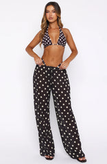 Croatian Coast Pants Choc/Cream Polka Dot